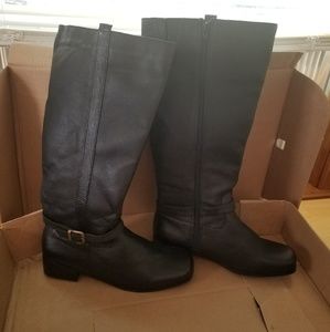 Tall black boots wide calf